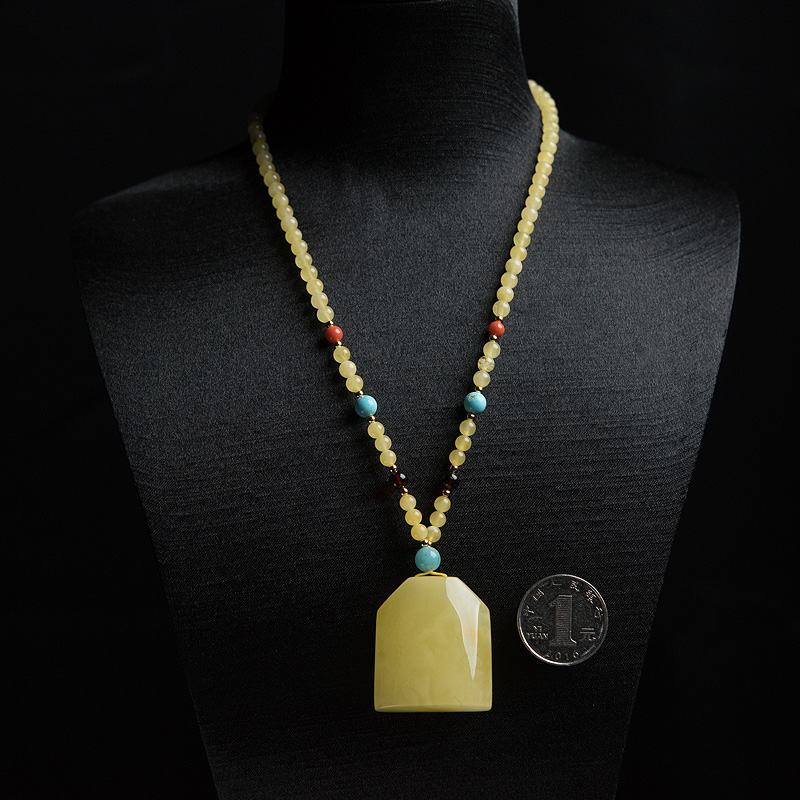 波罗的海鸡油黄蜜蜡项链-红掌柜