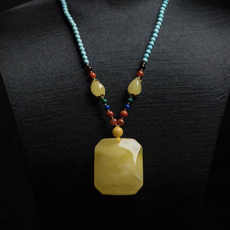 波罗的海天然蜜蜡方牌项链-红掌柜