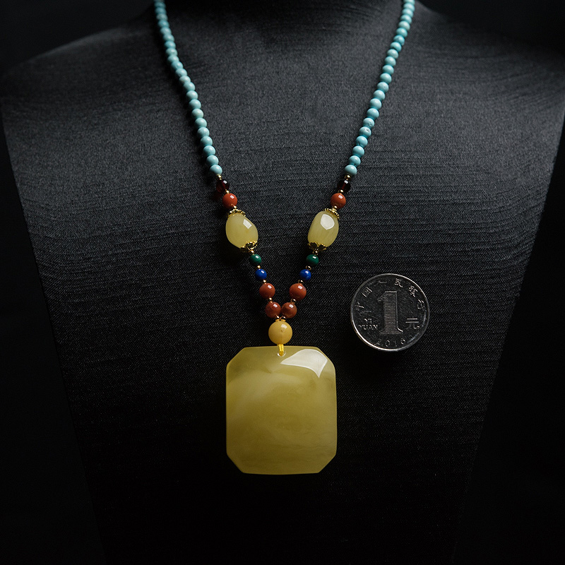 天然鸡油黄蜜蜡项链-红掌柜