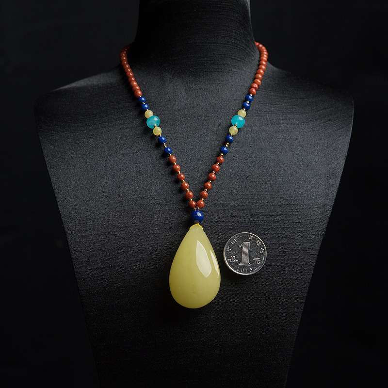 鸡油黄蜜蜡项链-红掌柜