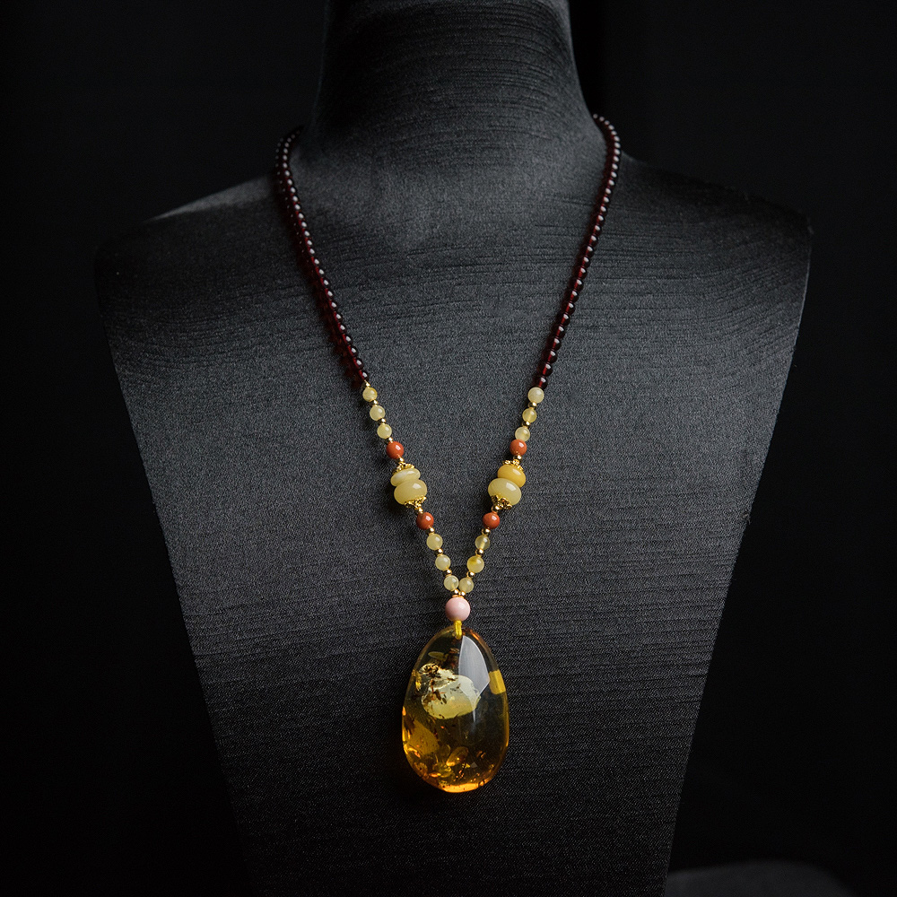 花珀水滴项链-红掌柜