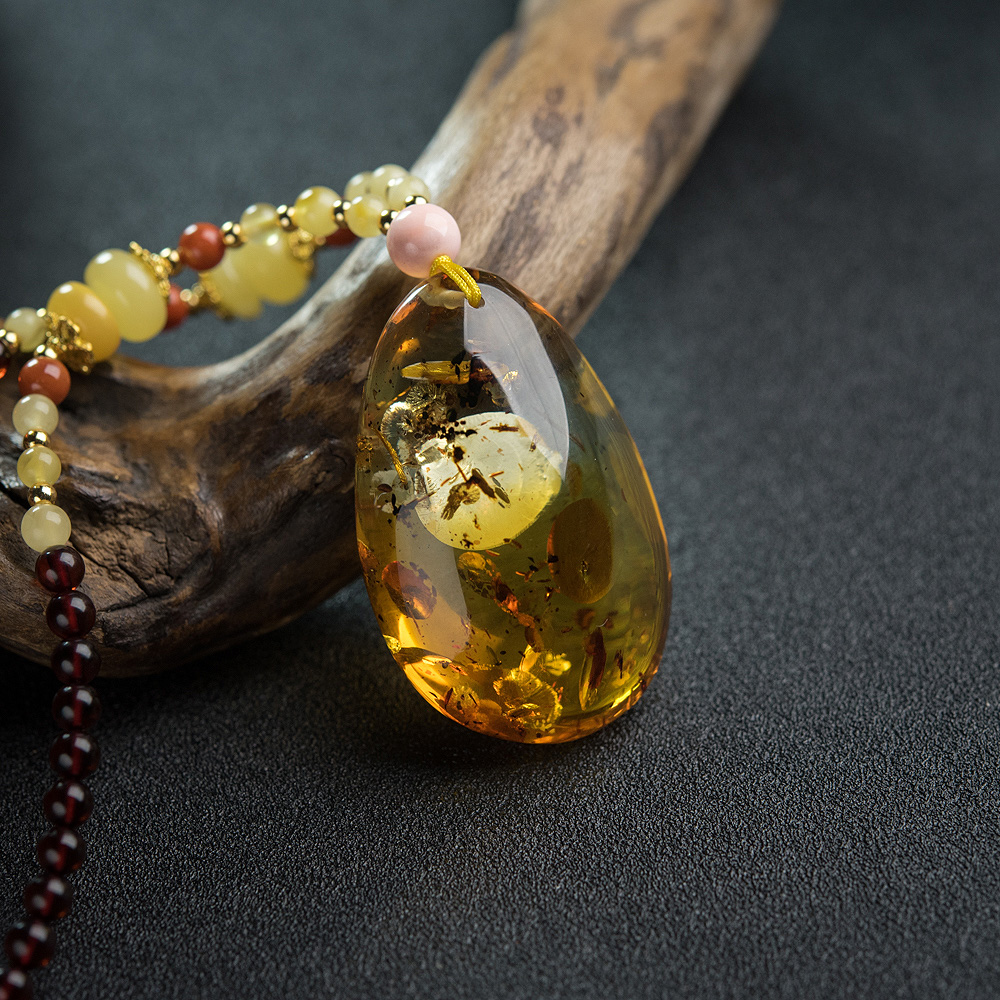 花珀水滴项链-红掌柜