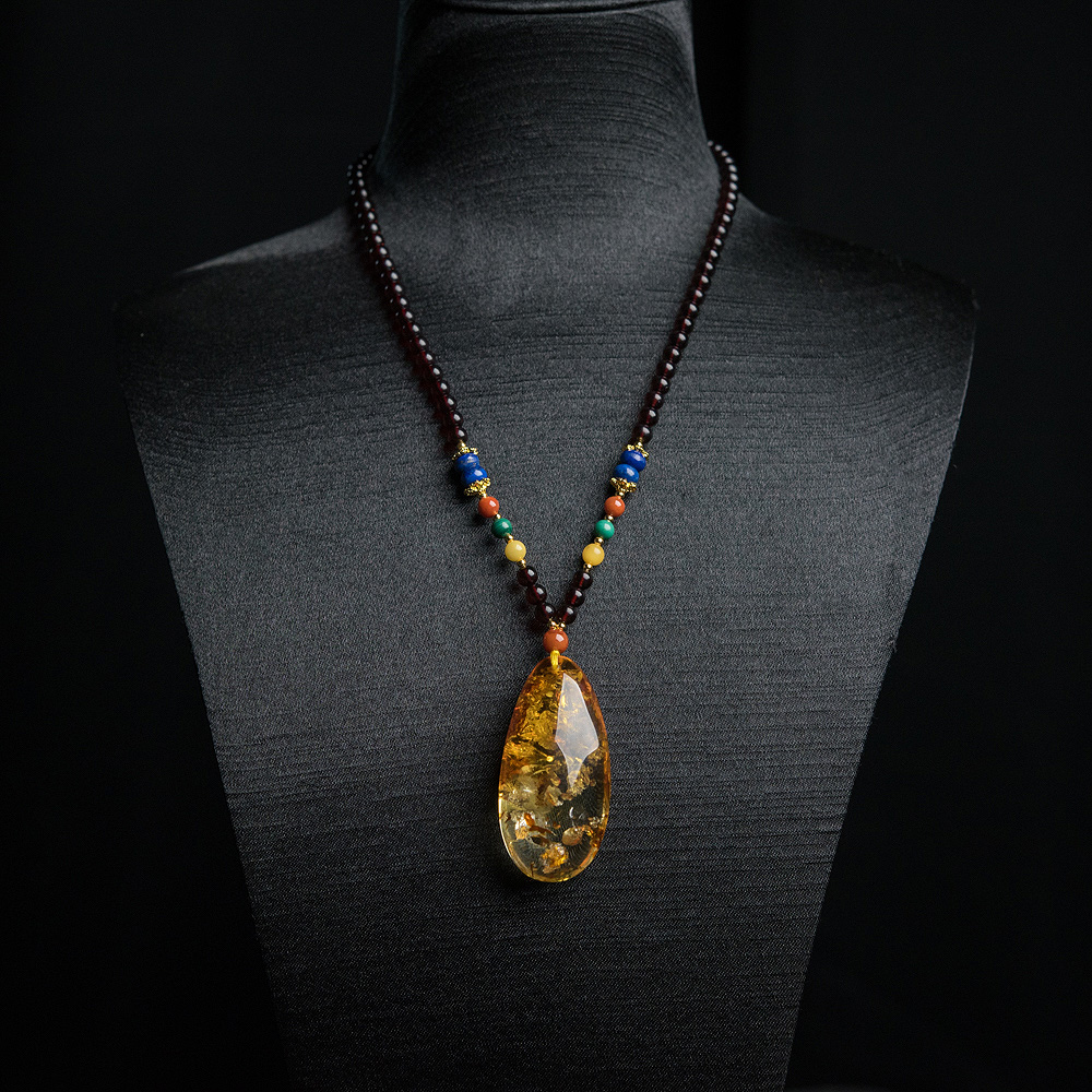 花珀水滴项链-红掌柜