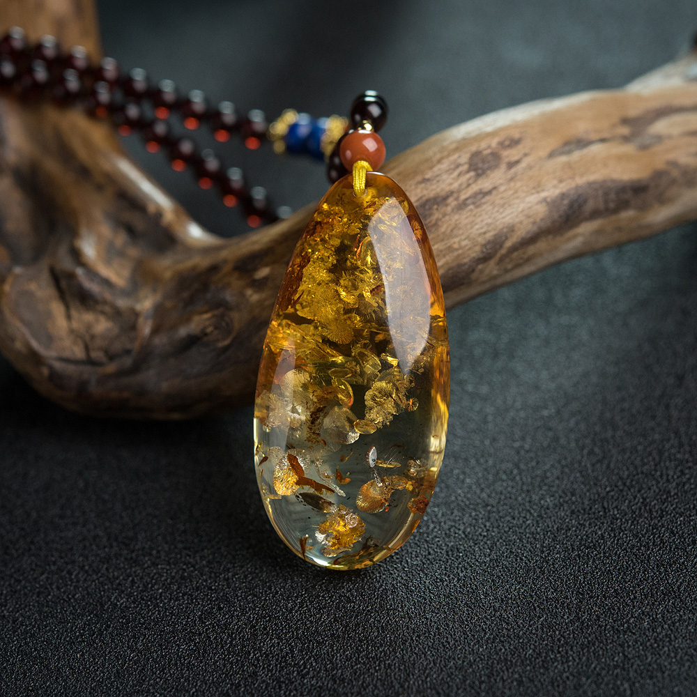 琥珀水滴项链-红掌柜