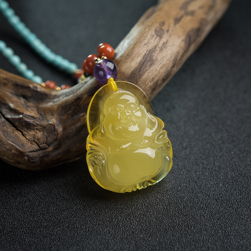 蜜蜡弥勒佛项链-红掌柜