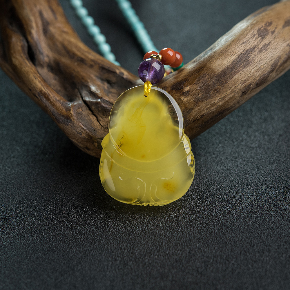 波罗的海蜜蜡弥勒佛项链-红掌柜