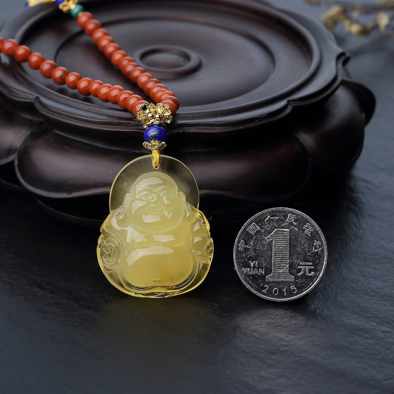 鸡油黄蜜蜡项链-红掌柜