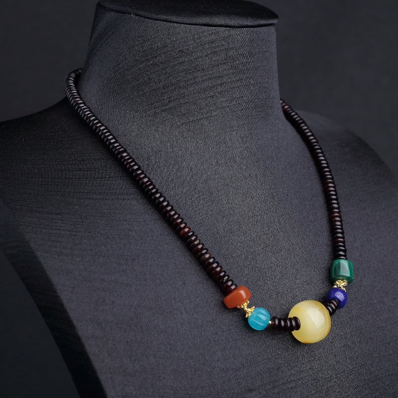 天然柠檬黄蜜蜡鼓珠项链-红掌柜