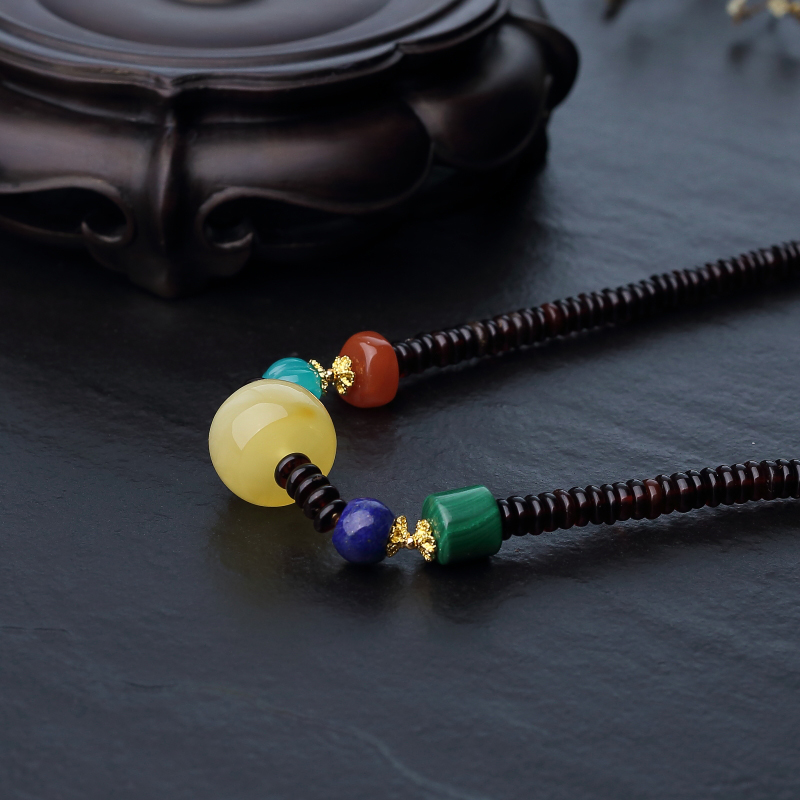 波罗的海柠檬黄蜜蜡鼓珠项链-红掌柜