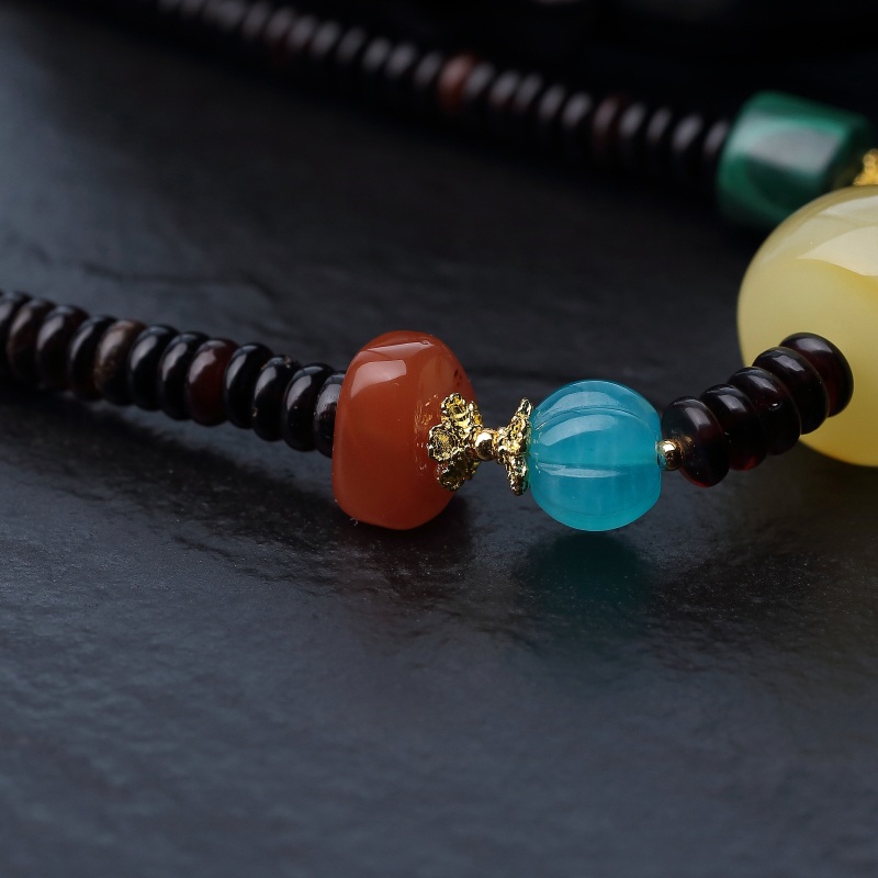 柠檬黄蜜蜡鼓珠项链-红掌柜