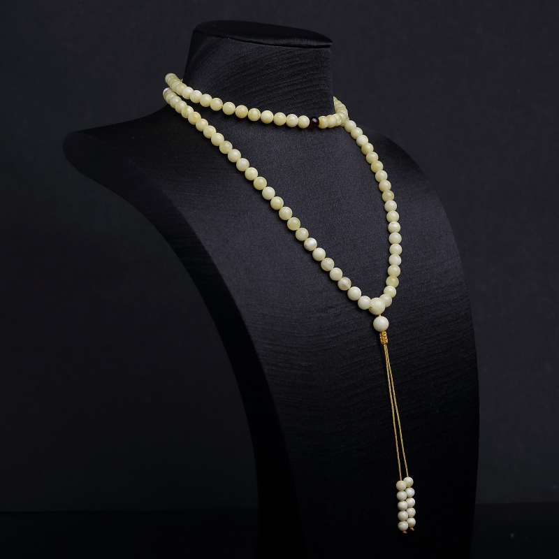 天然白花蜜蜡108佛珠-红掌柜