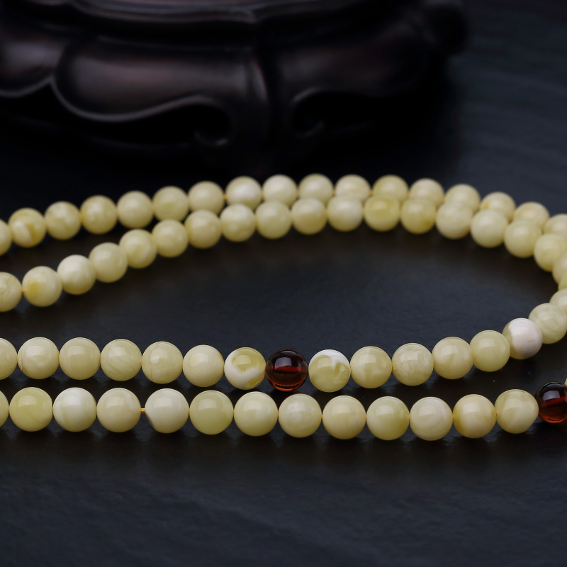 波罗的海天然白花蜜蜡佛珠-红掌柜