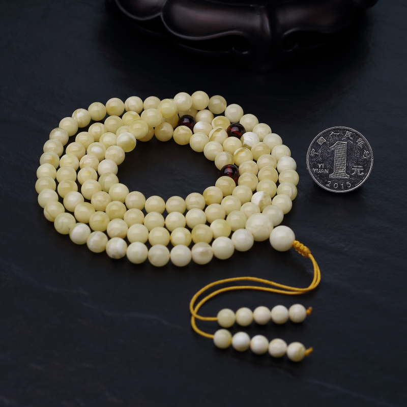 波罗的海白花蜜蜡佛珠-红掌柜