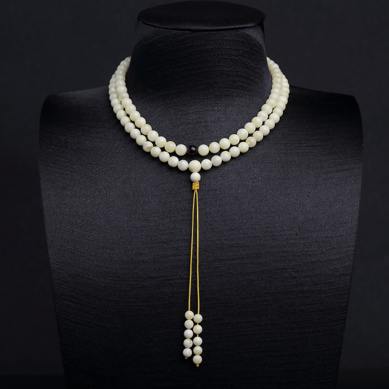 波罗的海天然浅黄蜜蜡108佛珠-红掌柜