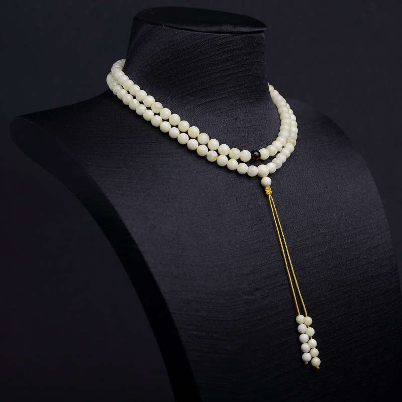 天然浅黄蜜蜡108佛珠-红掌柜