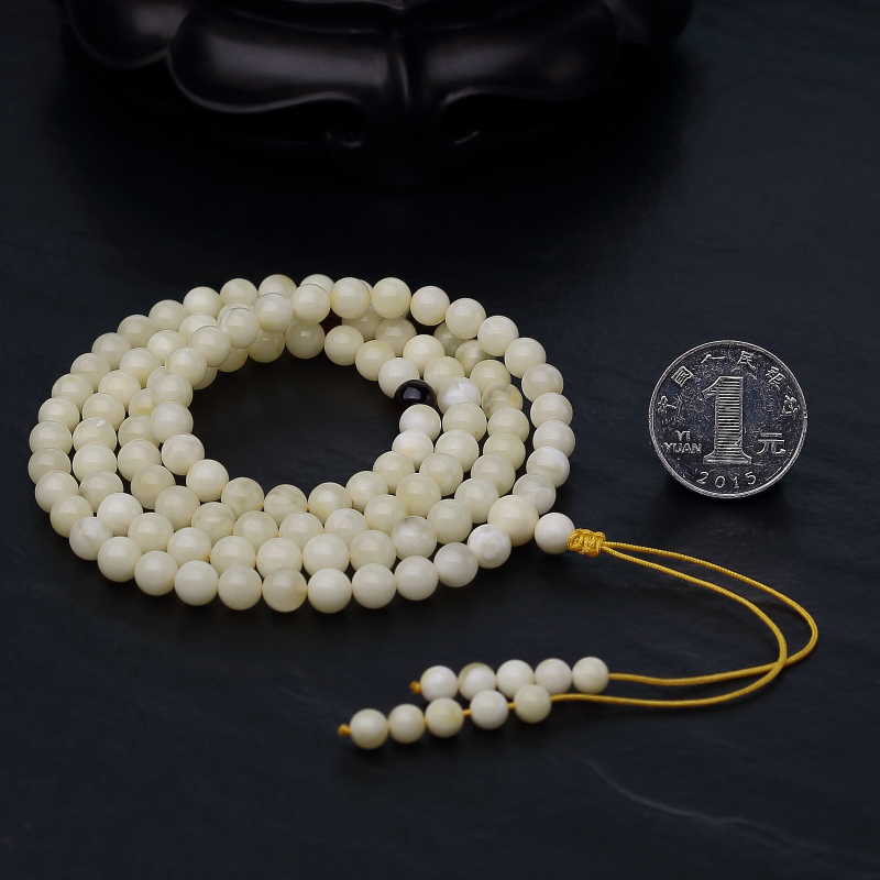 波罗的海浅黄蜜蜡佛珠-红掌柜