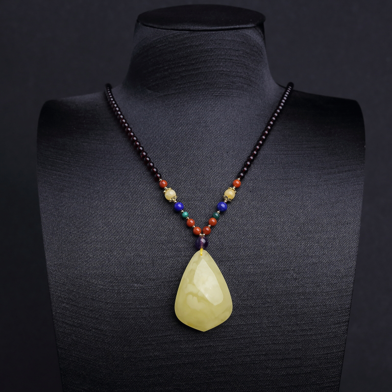 波罗的海天然柠檬黄蜜蜡随形项链-红掌柜