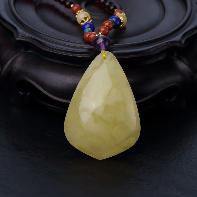波罗的海柠檬黄蜜蜡随形项链-红掌柜