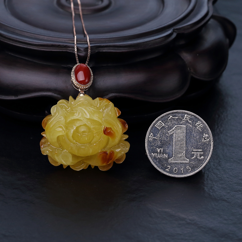 鸡油黄蜜蜡项链-红掌柜