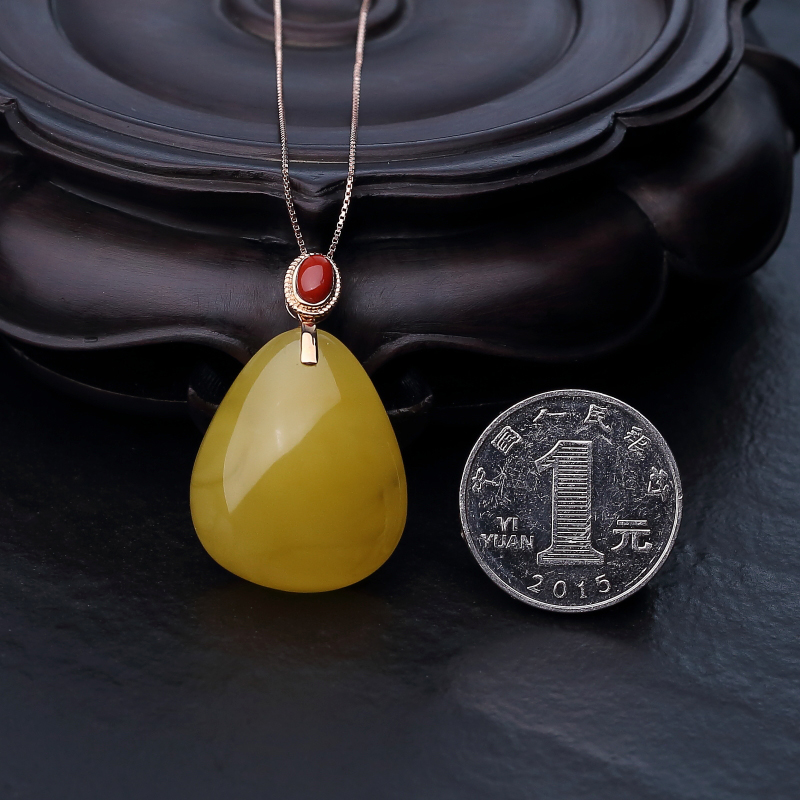 天然鸡油黄蜜蜡项链-红掌柜