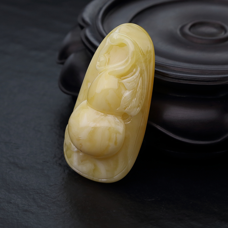 天然白花蜜蜡葫芦吊坠-红掌柜