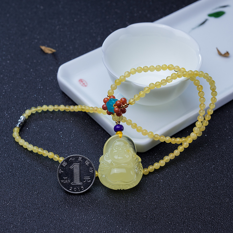 柠檬黄蜜蜡弥勒佛-红掌柜