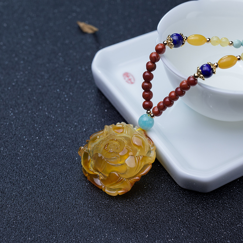 金绞蜜牡丹花项链-红掌柜