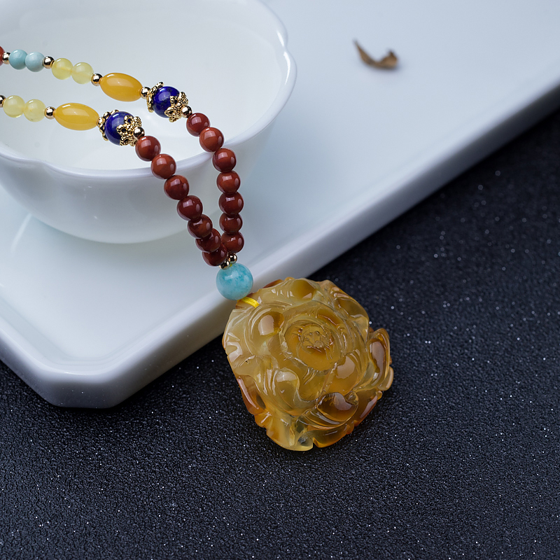 俏色金绞蜜项链-红掌柜