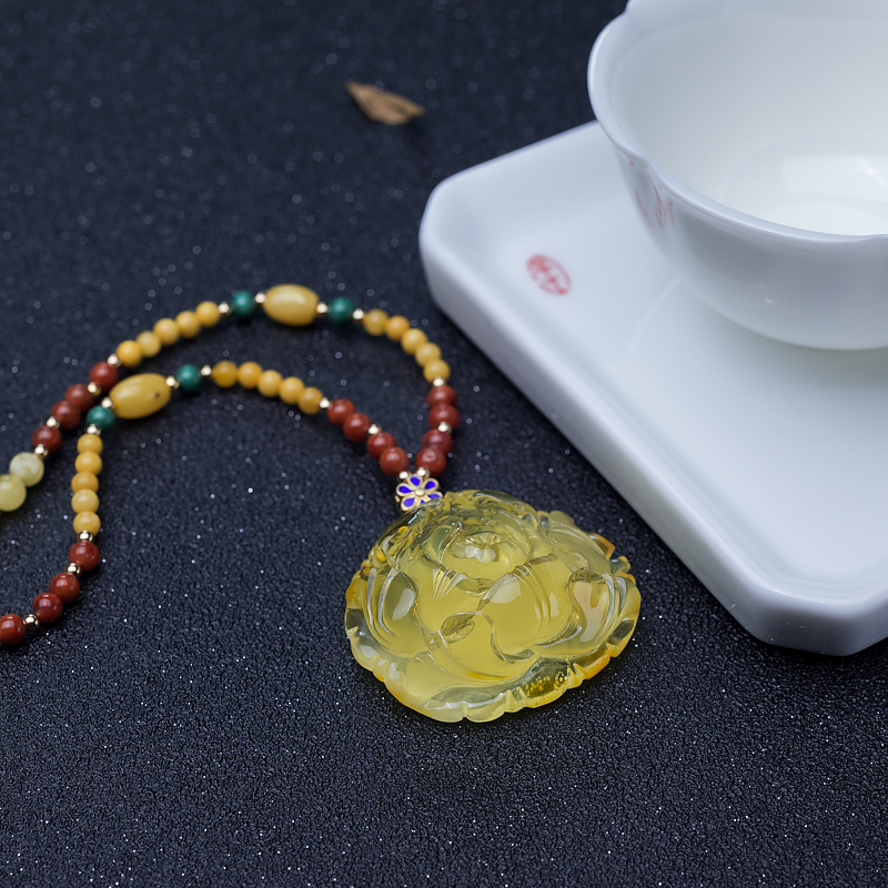 蜜蜡牡丹花-红掌柜