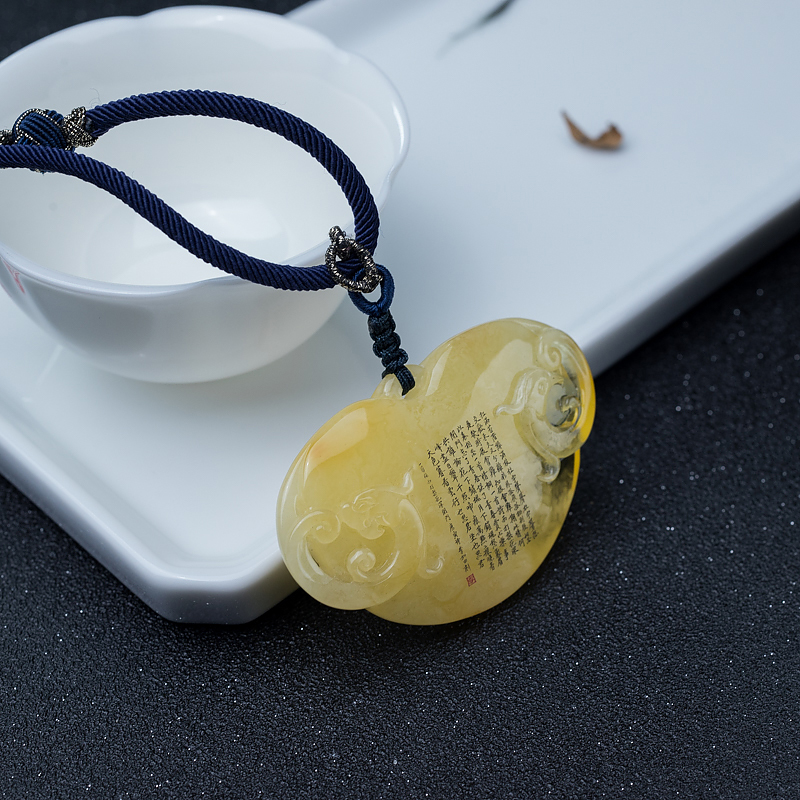 鸡油黄蜜蜡如意吊坠-红掌柜