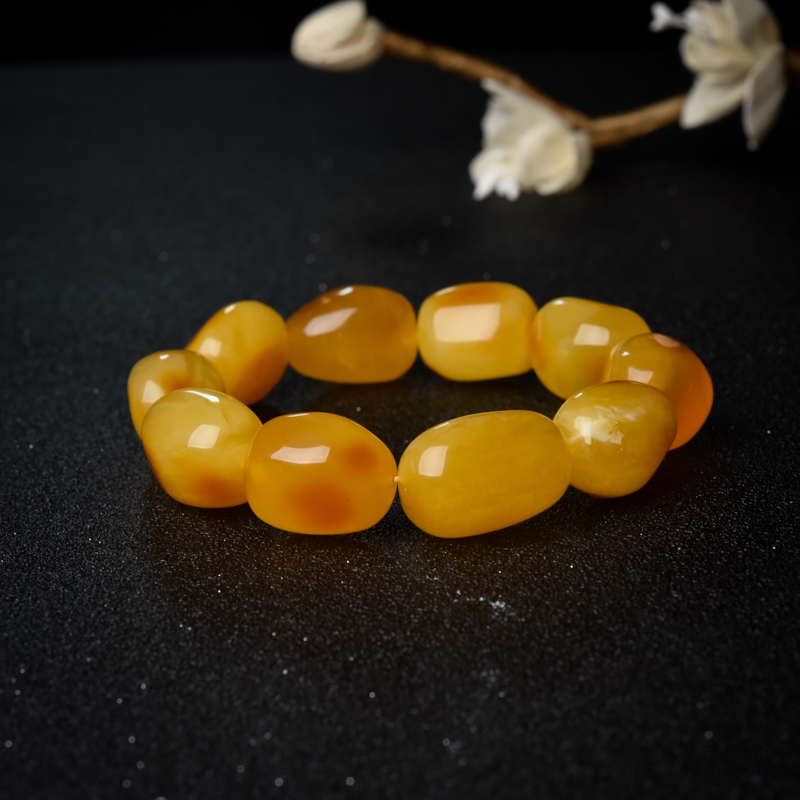 波罗的海蜜蜡随形单圈手串-红掌柜