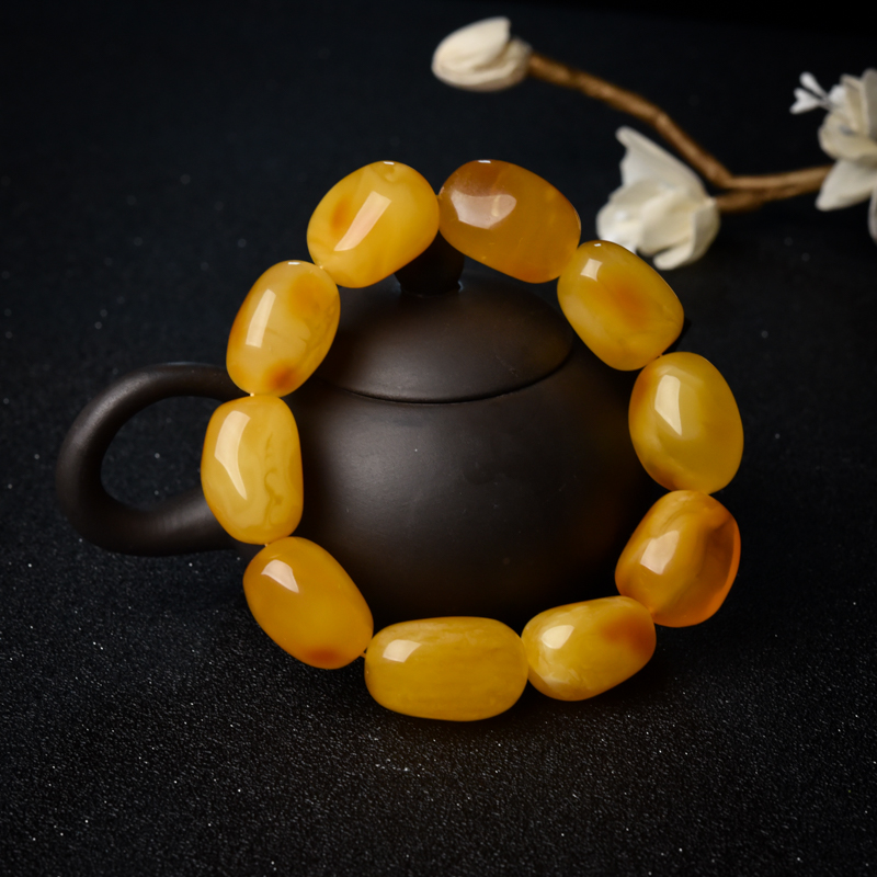 俏色蜜蜡随形手串-红掌柜