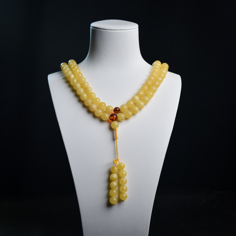 9.5mm鸡油黄蜜蜡108佛珠-红掌柜