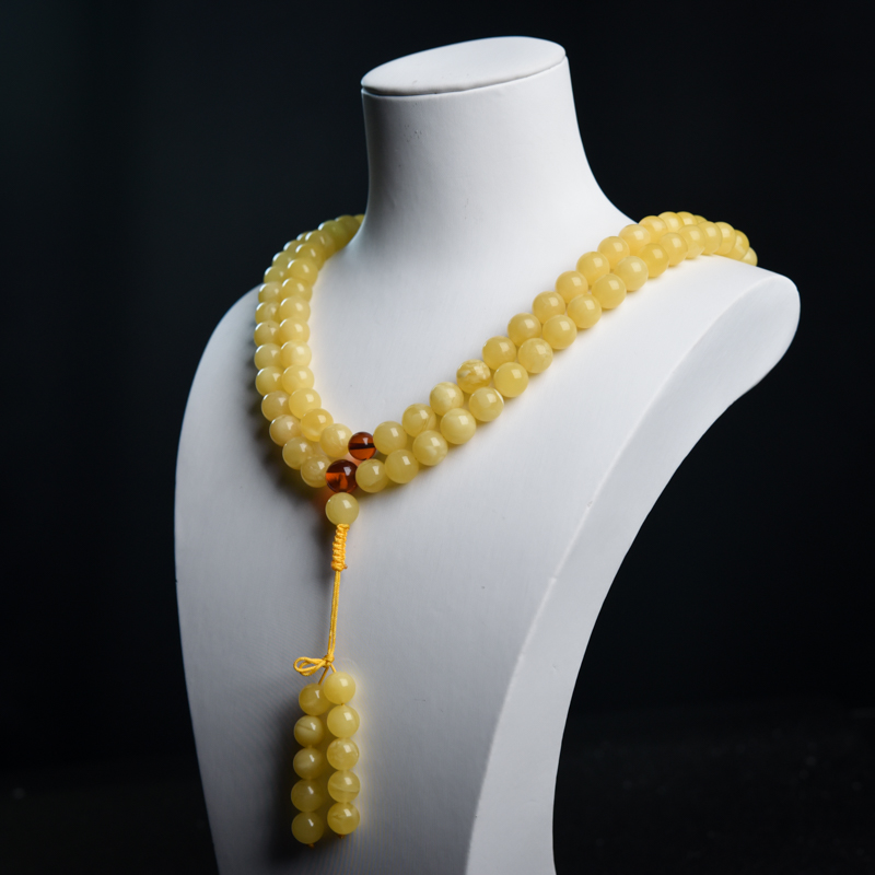 鸡油黄蜜蜡108佛珠-红掌柜