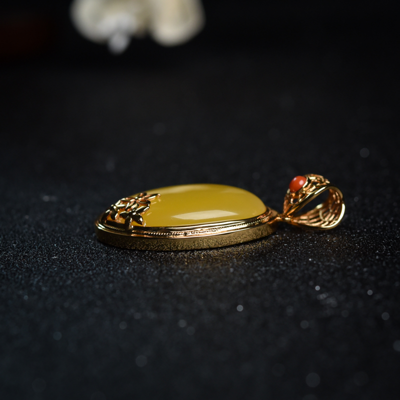 天然蜜蜡随形吊坠-红掌柜