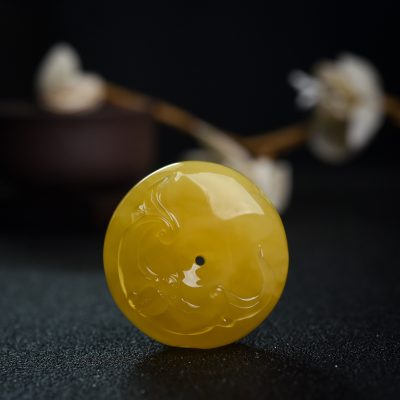 波罗的海鸡油黄蜜蜡幸福连连平安扣吊坠-红掌柜