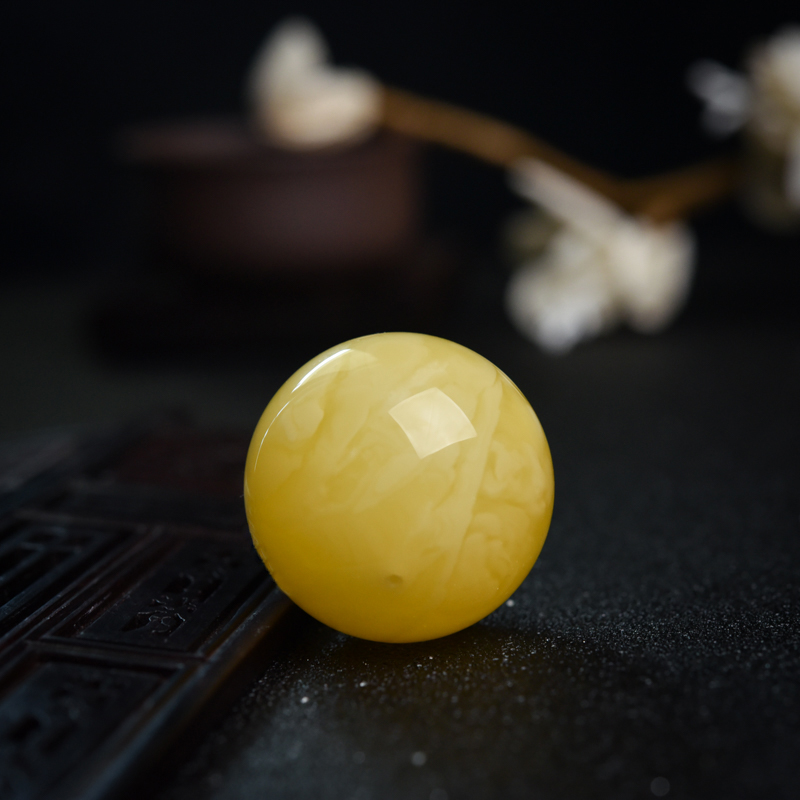 天然蜜蜡圆珠-红掌柜