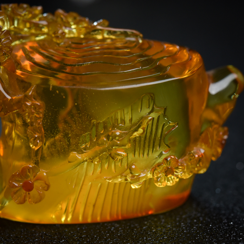 波罗的海金绞蜜茶壶摆件-红掌柜