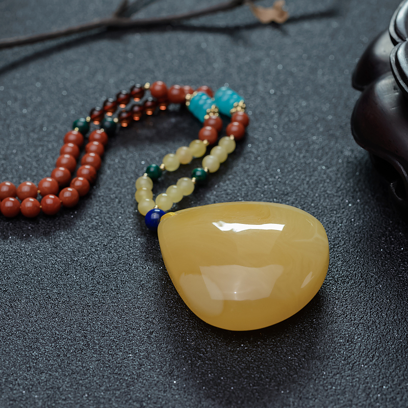 天然蜜蜡随形项链-红掌柜