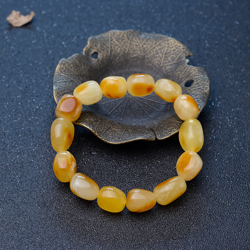 俏色蜜蜡单圈手串-红掌柜