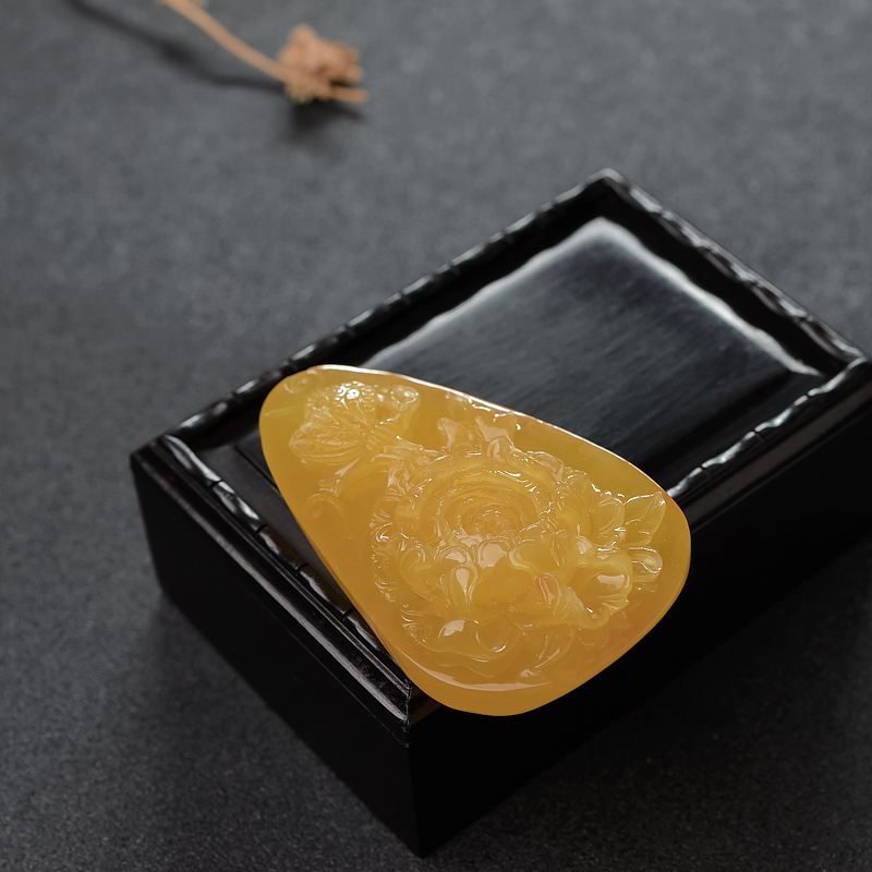 天然蜜蜡蝶恋花吊坠-红掌柜