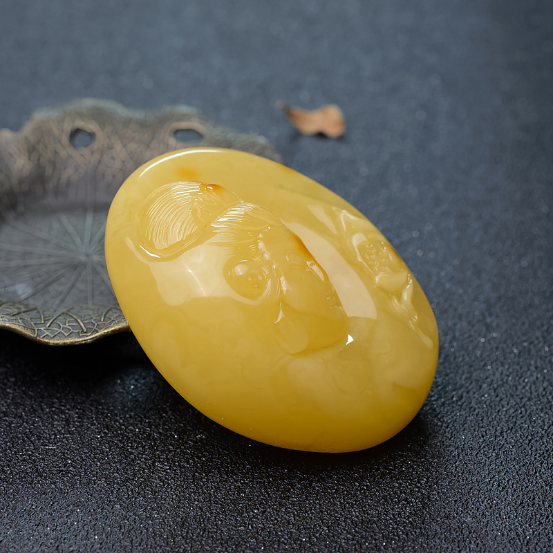 鸡油黄蜜蜡吊坠-红掌柜