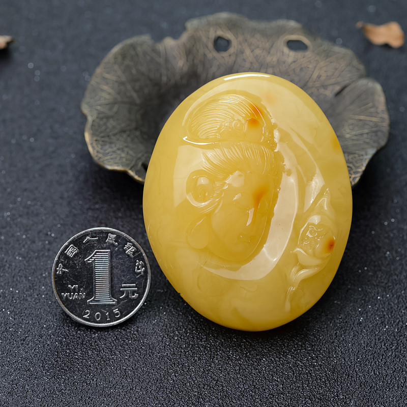 天然蜜蜡观音吊坠-红掌柜