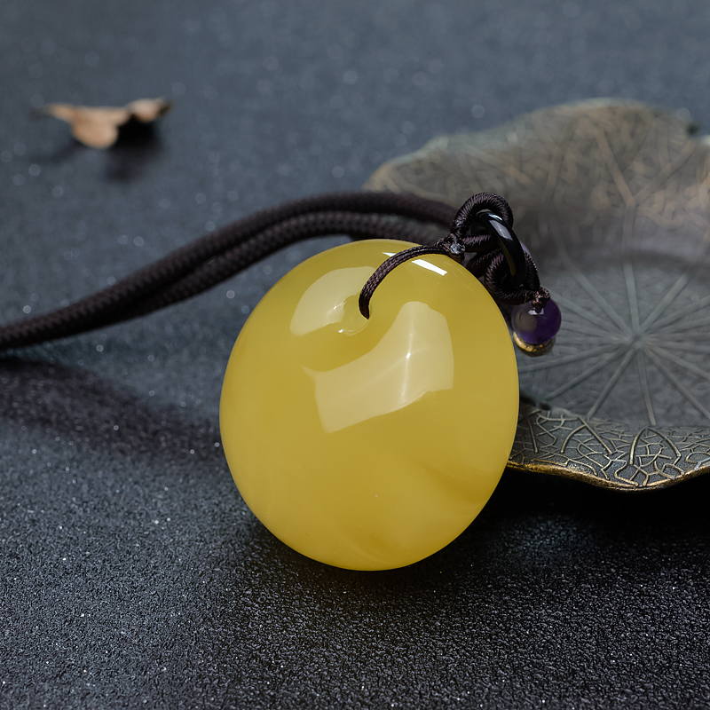 鸡油黄蜜蜡吊坠-红掌柜