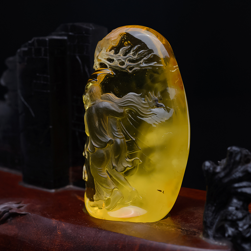 天然金绞蜜风雨同程摆件-红掌柜