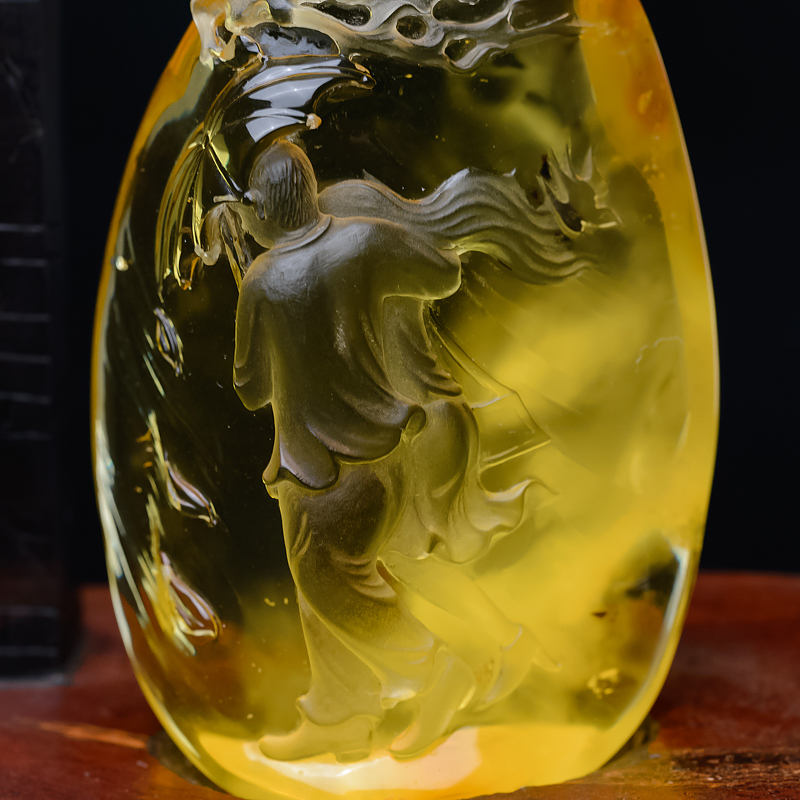 蜜蜡风雨同程摆件-红掌柜