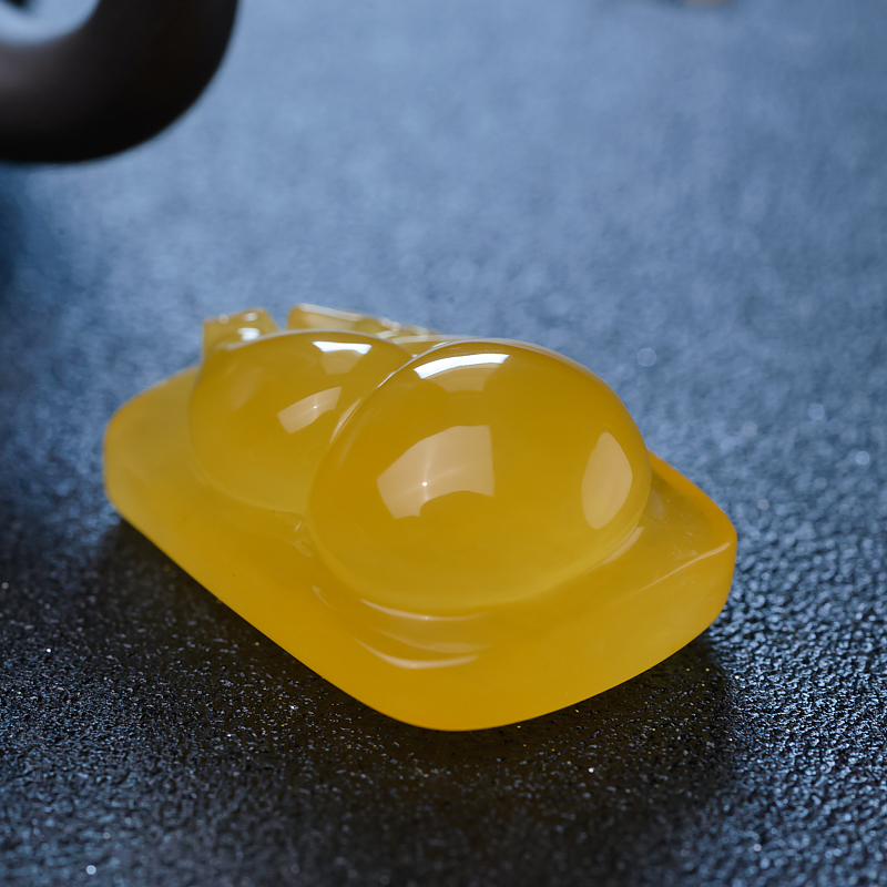 川料天然鸡油黄蜜蜡吊坠-红掌柜