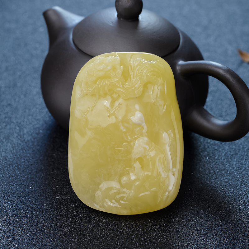 波罗的海天然白花蜜蜡长寿吊坠-红掌柜