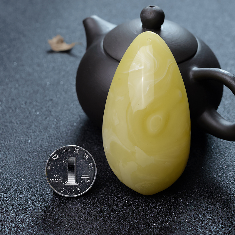 天然柠檬黄蜜蜡吊坠-红掌柜