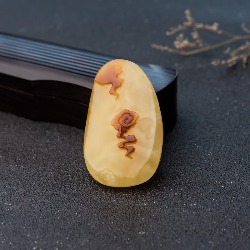 波罗的海天然蜜蜡仿古龙吊坠-红掌柜